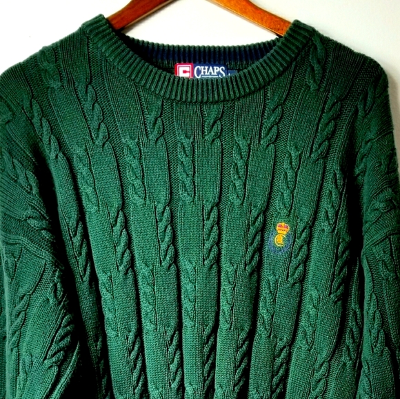chaps green sweater
